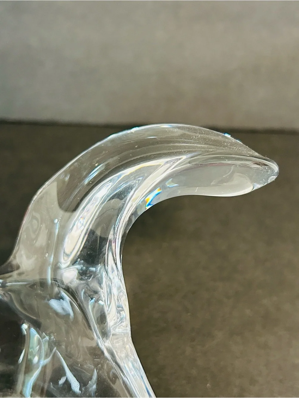 Princess House Vintage MCM Art Glass Clear Lead Crystal Flying Dove Home Decor